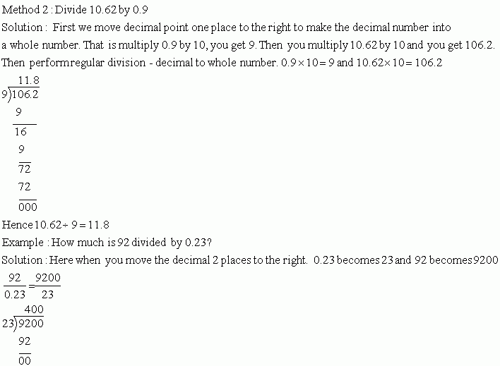 Division In Decimals - (Division by Decimal Number) - Grade 6